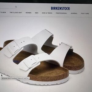 NWT White Arizona Birkenstock - Size 6 (Narrow)